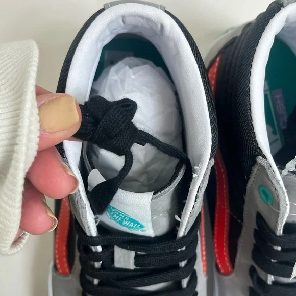 Vans Men's Black and Gray Sneakers with Red Accents - Picture 6 of 7